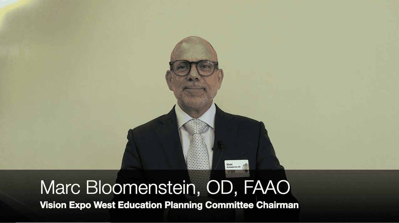 Marc Bloomenstein, OD, FAAO, gives overview of education available at Vision Expo West