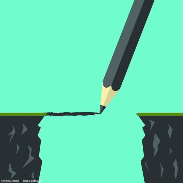 Graphic of pencil drawing a line over gap Image credit: AdobeStock/inimalGraphic